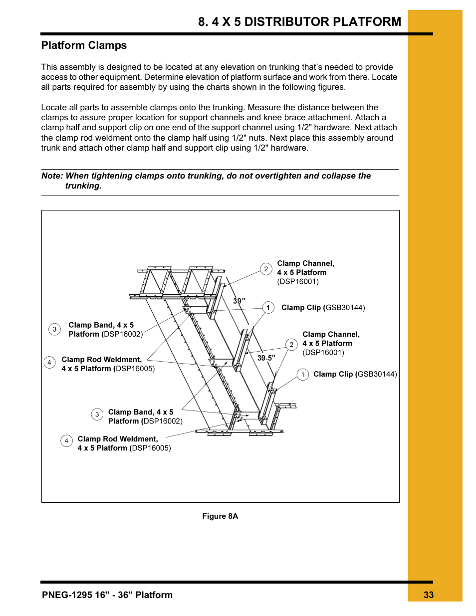 4 x 5 distributor platform, Chapter 8 4 x 5 distributor platform, Platform clamps | Grain Systems Bucket Elevtors, Conveyors, Series II Sweeps PNEG-1295 User Manual | Page 33 / 46