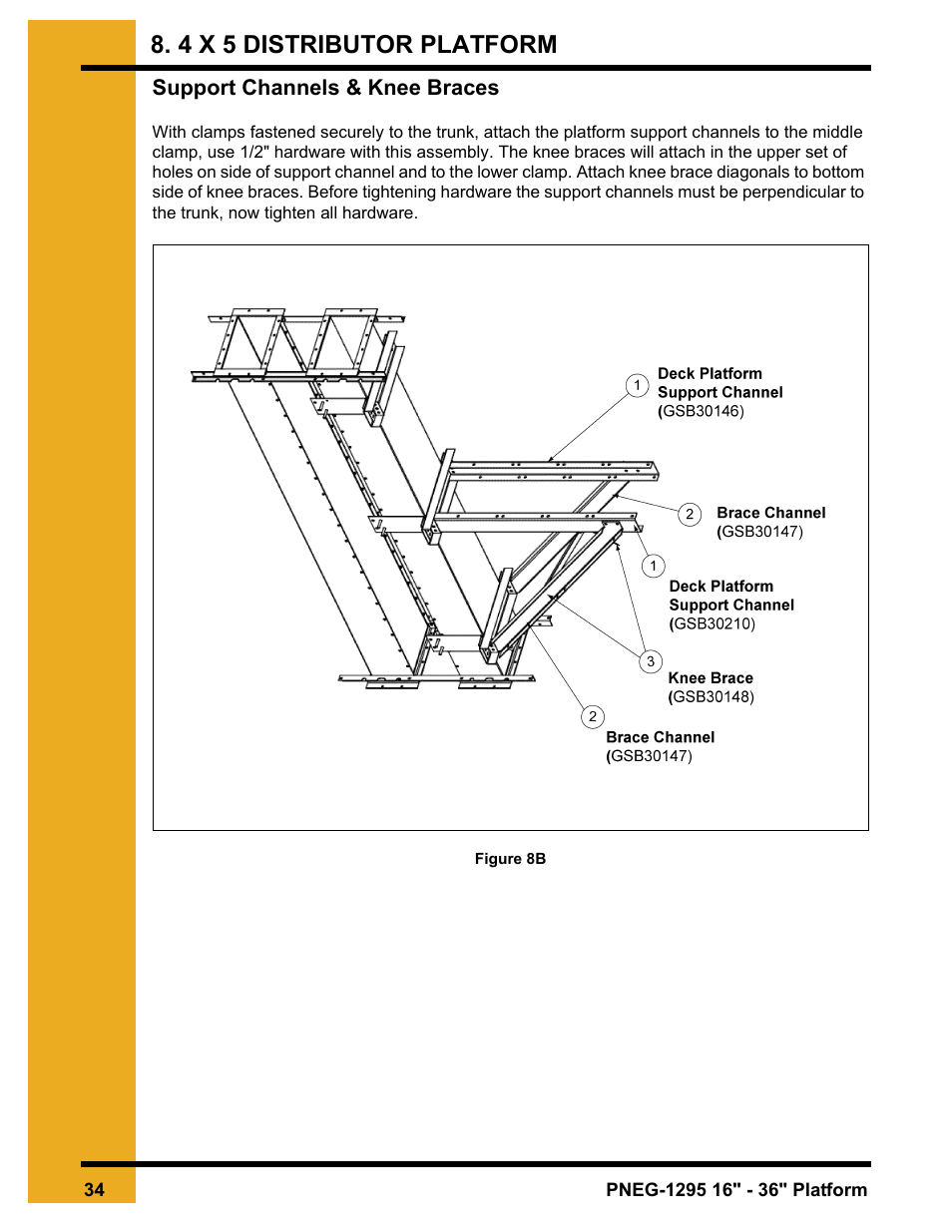 Support channels & knee braces, 4 x 5 distributor platform | Grain Systems Bucket Elevtors, Conveyors, Series II Sweeps PNEG-1295 User Manual | Page 34 / 46