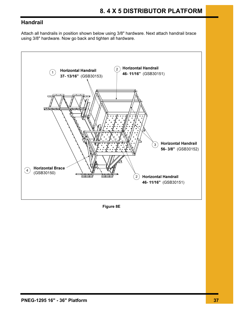 Handrail, 4 x 5 distributor platform | Grain Systems Bucket Elevtors, Conveyors, Series II Sweeps PNEG-1295 User Manual | Page 37 / 46