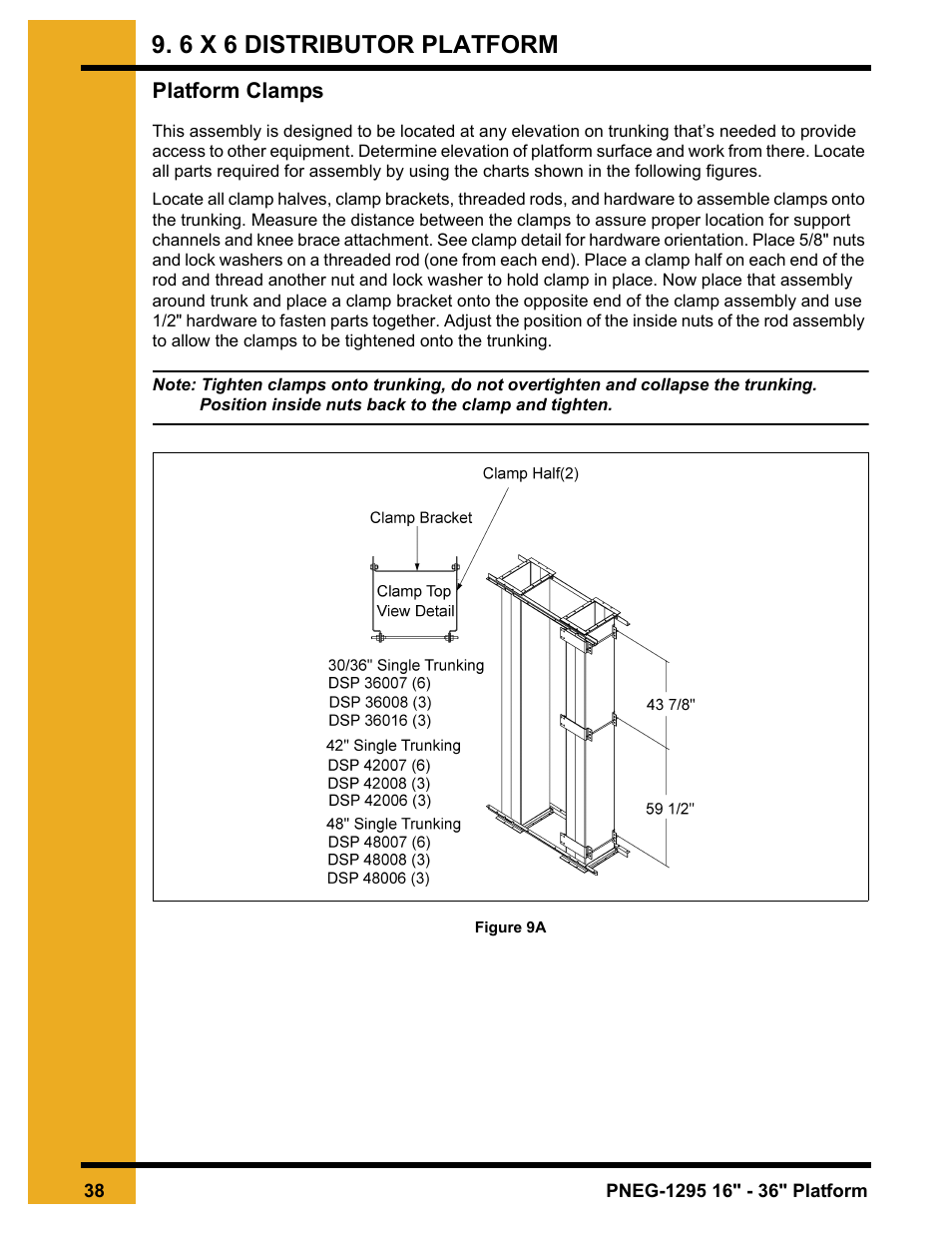6 x 6 distributor platform, Chapter 9 6 x 6 distributor platform, Platform clamps | Grain Systems Bucket Elevtors, Conveyors, Series II Sweeps PNEG-1295 User Manual | Page 38 / 46