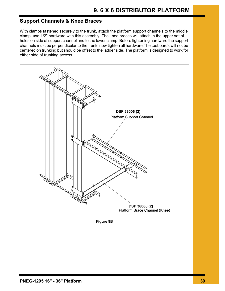 Support channels & knee braces, 6 x 6 distributor platform | Grain Systems Bucket Elevtors, Conveyors, Series II Sweeps PNEG-1295 User Manual | Page 39 / 46