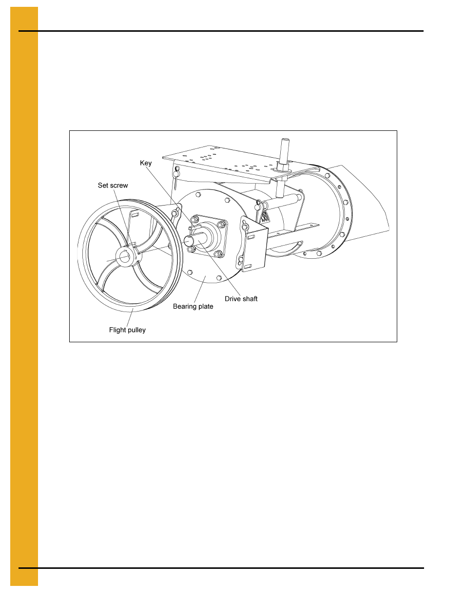 Installing the pulley tightening the lock collar, Installing the pulley, Tightening the lock collar | Grain Systems Custom, Utility and Bulk Tank Augers PNEG-1434 User Manual | Page 20 / 38