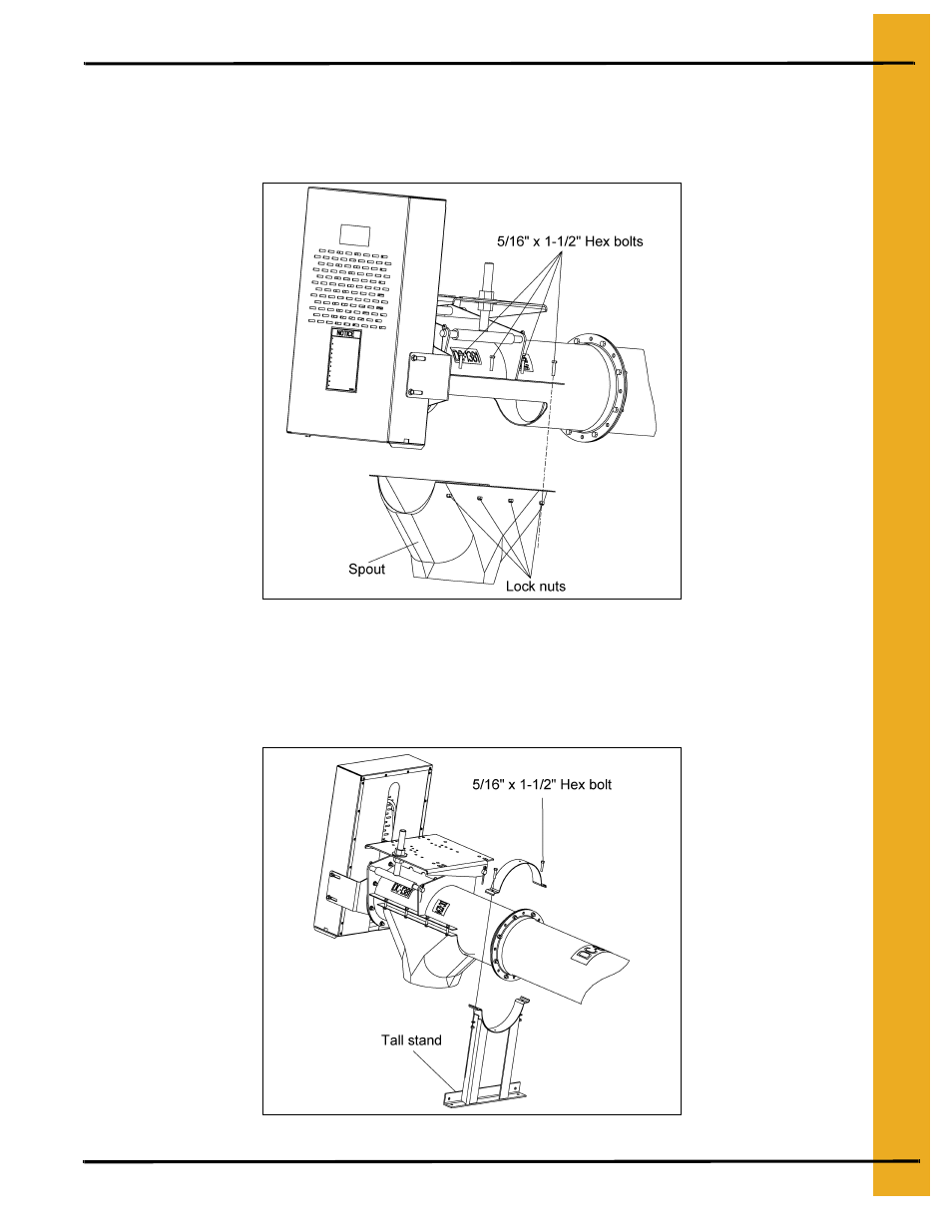Installing the spout installing the auger stands, Installing the spout, Installing the auger stands | Grain Systems Custom, Utility and Bulk Tank Augers PNEG-1434 User Manual | Page 23 / 38
