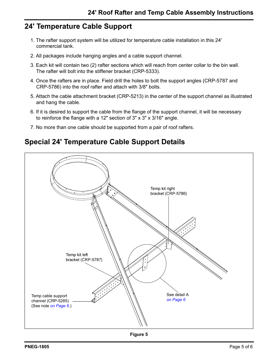 24' temperature cable support, Special 24' temperature cable support details | Grain Systems Bin Accessories PNEG-1805 User Manual | Page 5 / 6