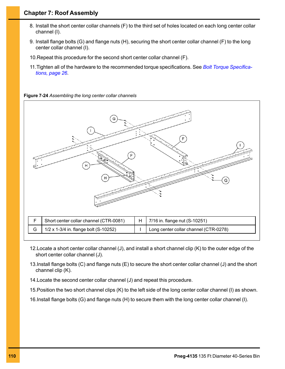 Chapter 7: roof assembly | Grain Systems Tanks PNEG-4135 User Manual | Page 110 / 186