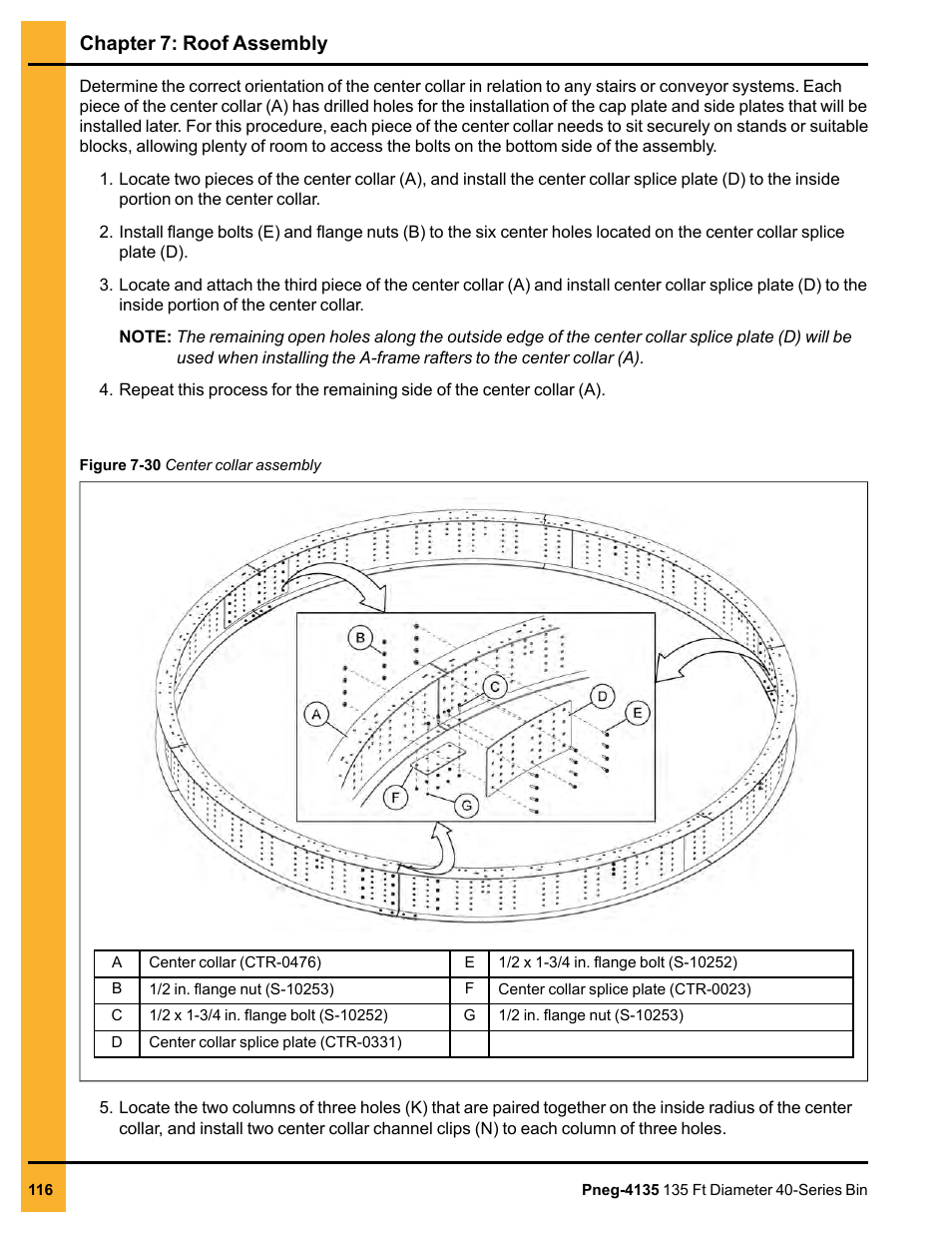 Chapter 7: roof assembly | Grain Systems Tanks PNEG-4135 User Manual | Page 116 / 186