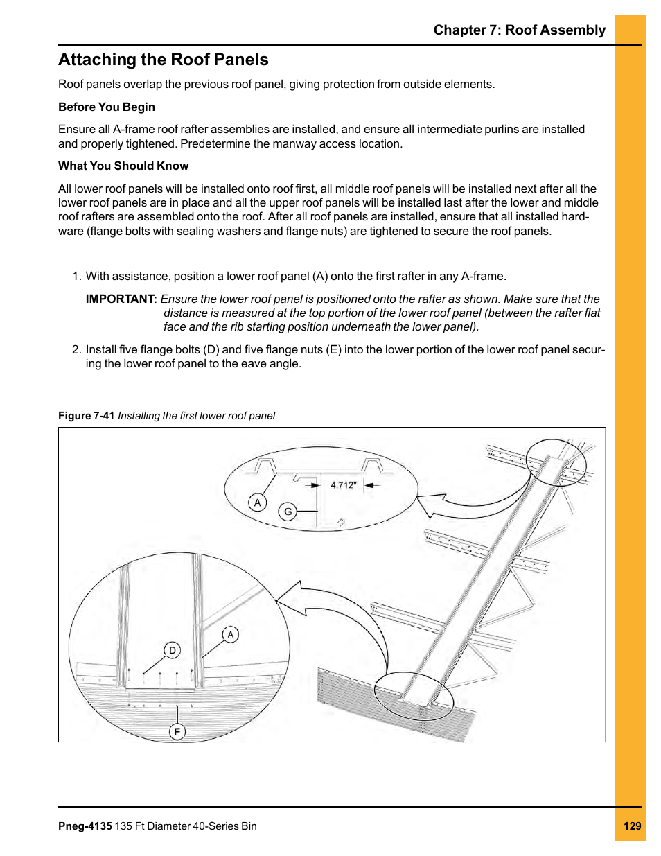 Attaching the roof panels | Grain Systems Tanks PNEG-4135 User Manual | Page 129 / 186