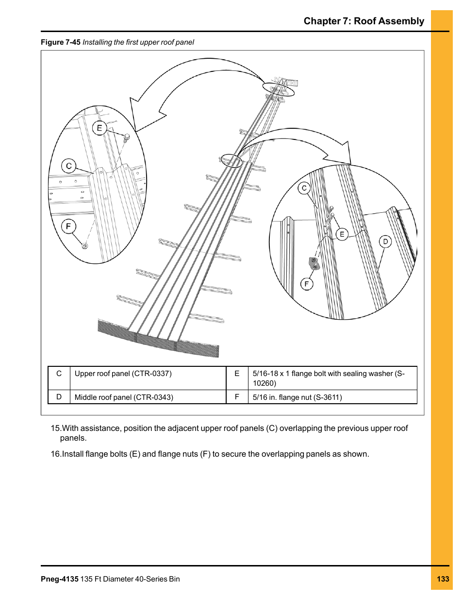 Chapter 7: roof assembly | Grain Systems Tanks PNEG-4135 User Manual | Page 133 / 186