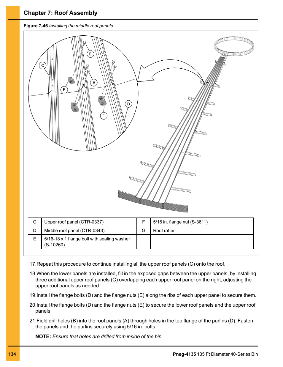 Chapter 7: roof assembly | Grain Systems Tanks PNEG-4135 User Manual | Page 134 / 186