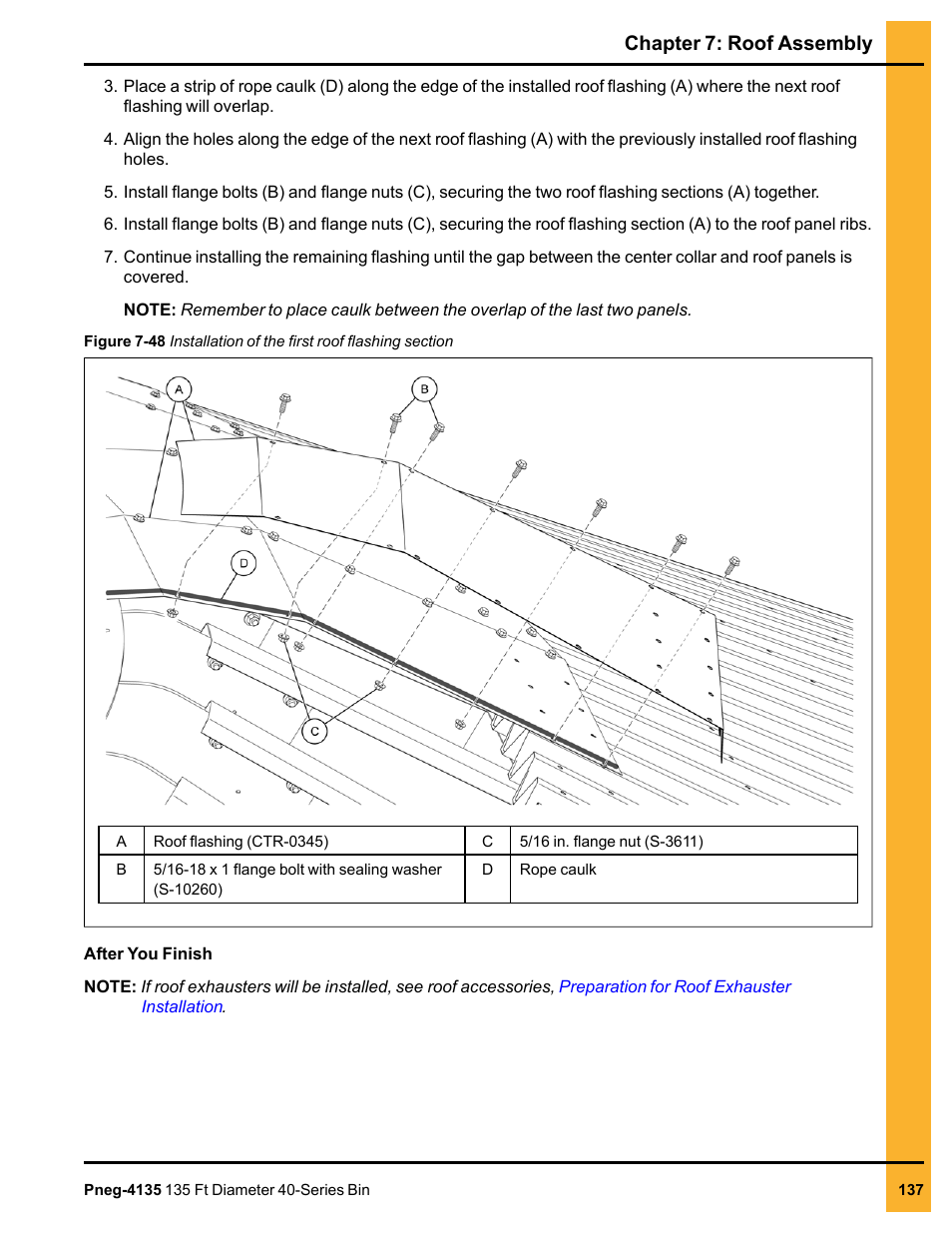 Chapter 7: roof assembly | Grain Systems Tanks PNEG-4135 User Manual | Page 137 / 186