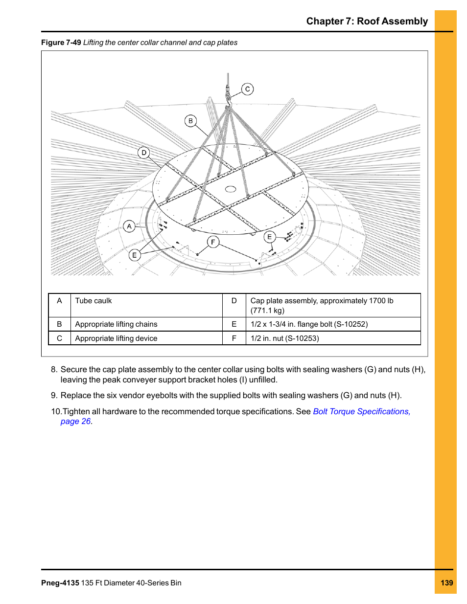 Chapter 7: roof assembly | Grain Systems Tanks PNEG-4135 User Manual | Page 139 / 186