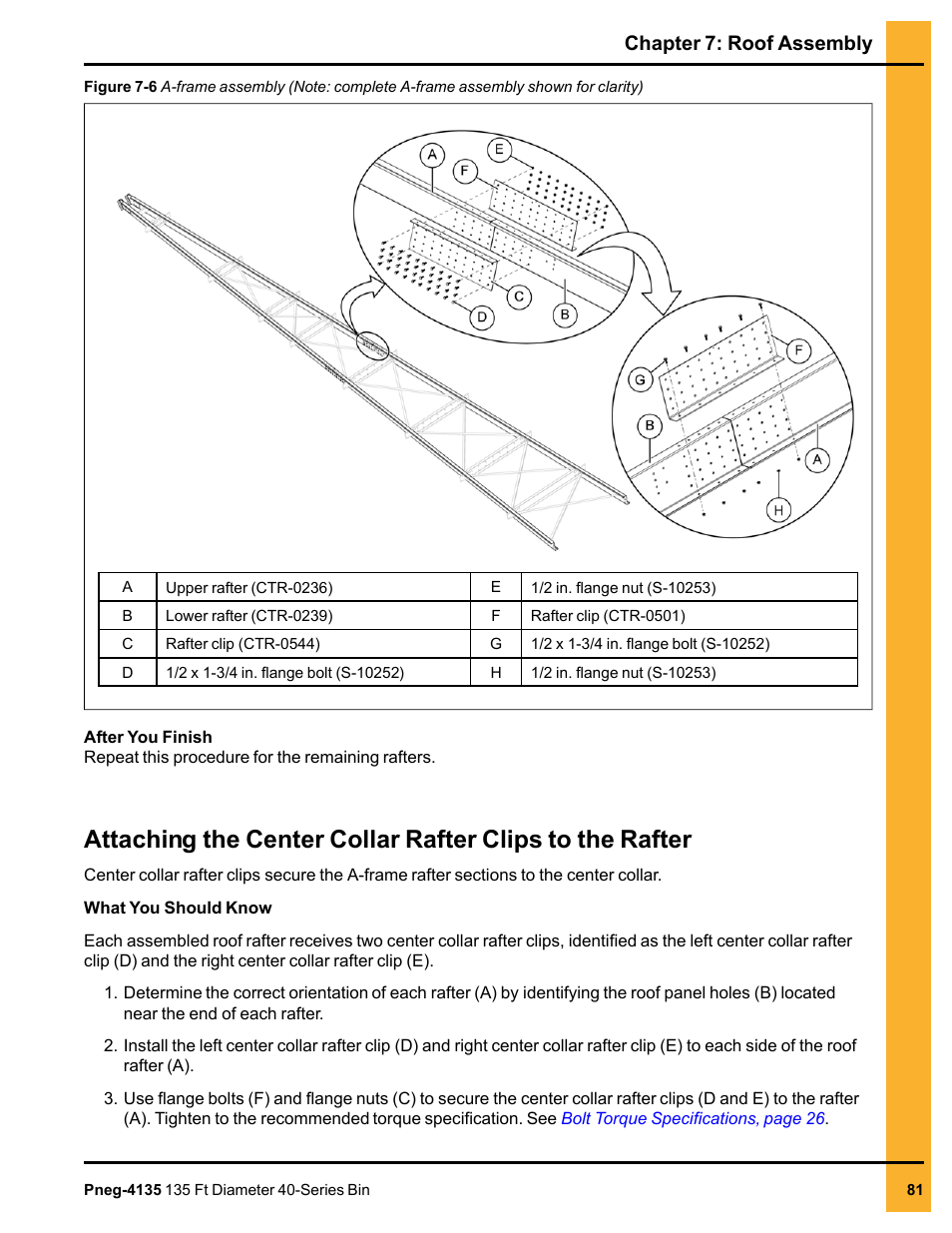 Chapter 7: roof assembly | Grain Systems Tanks PNEG-4135 User Manual | Page 81 / 186