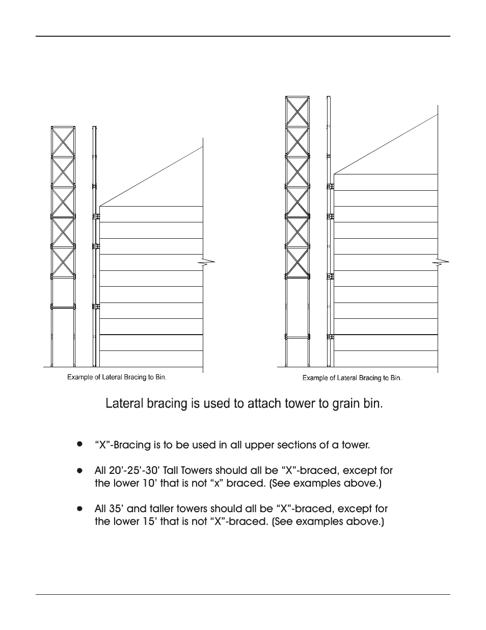 Diagonal “x” bracing configurations | Grain Systems Bucket Elevtors, Conveyors, Series II Sweeps PNEG-1412 User Manual | Page 17 / 26