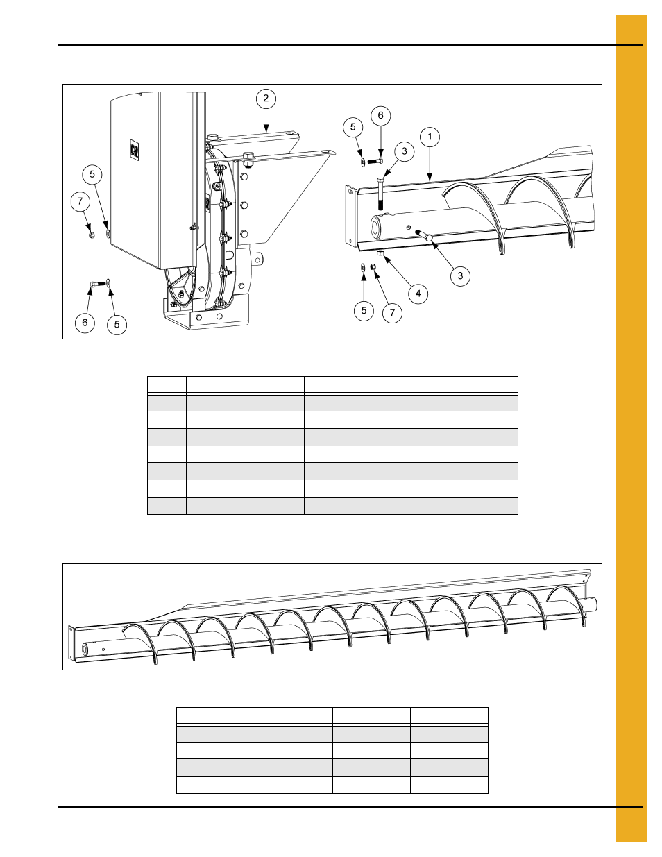 Drive to discharge flight and shield, Discharge flight and shield bundles, Parts list | Grain Systems Unload Augers PNEG-1049 User Manual | Page 49 / 72