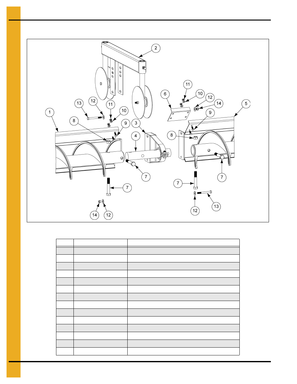 Flight and shield joint w/ carrier, Parts list | Grain Systems Unload Augers PNEG-1049 User Manual | Page 52 / 72