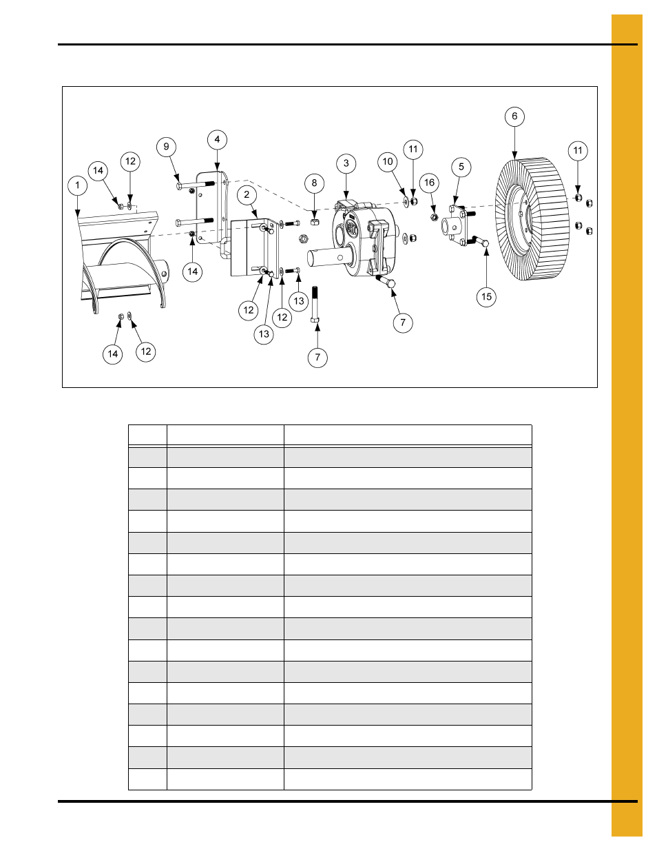 Flight and shield to segmented wheel, Parts list | Grain Systems Unload Augers PNEG-1049 User Manual | Page 53 / 72