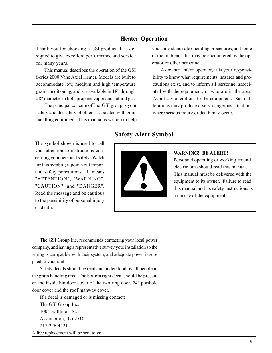 Safety alert decals | Grain Systems PNEG-553 User Manual | Page 5 / 40