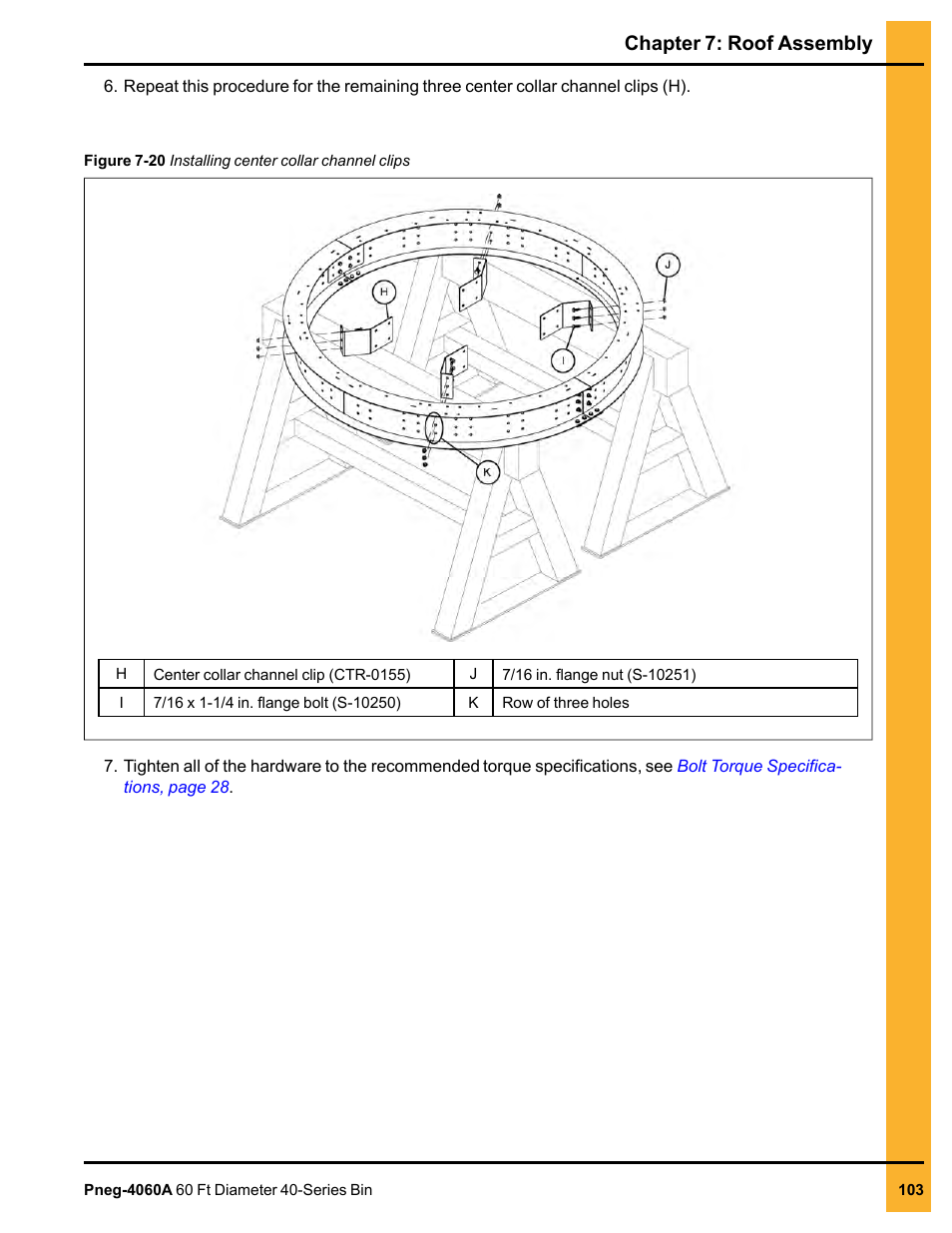Chapter 7: roof assembly | Grain Systems Tanks PNEG-4060A User Manual | Page 103 / 168