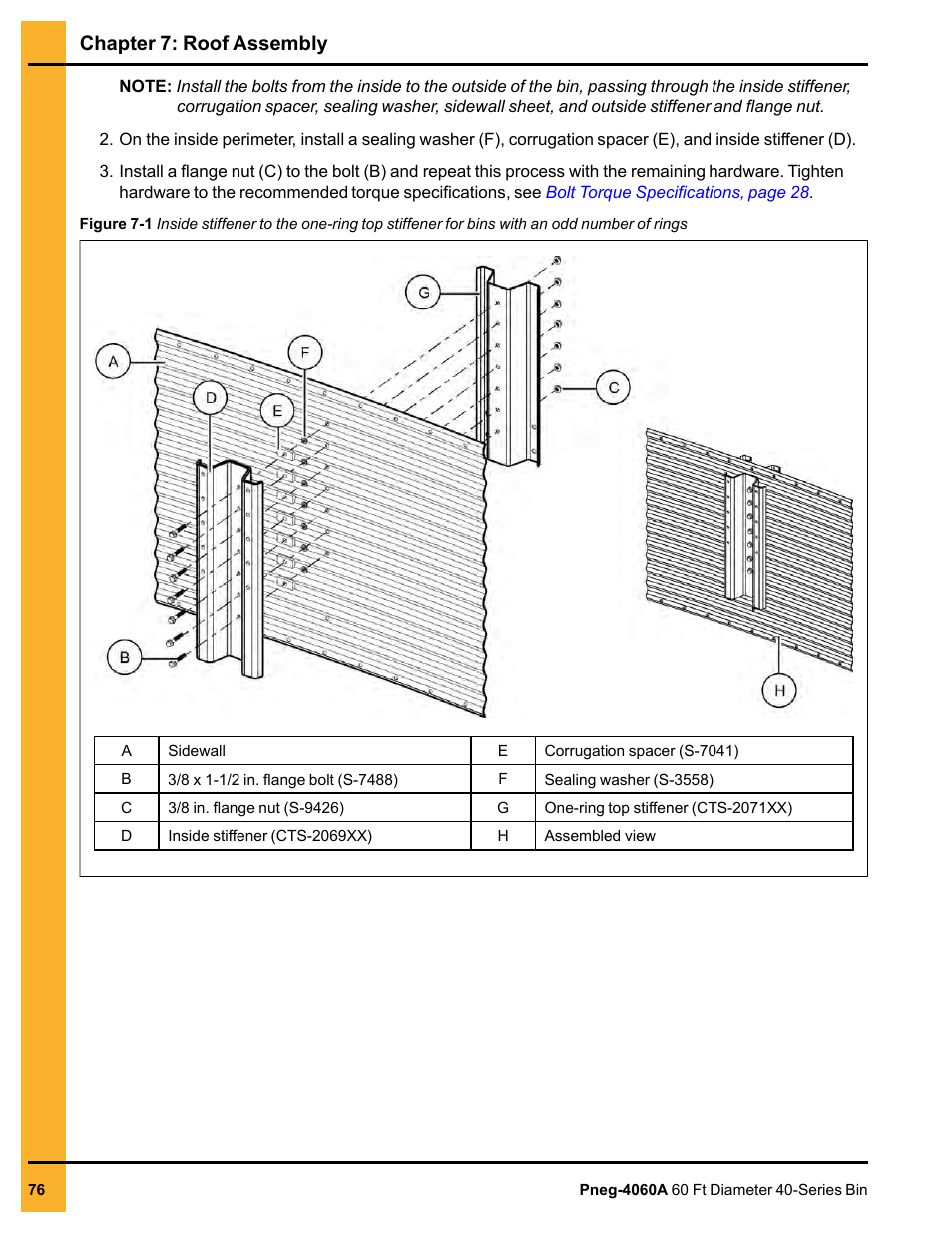 Chapter 7: roof assembly | Grain Systems Tanks PNEG-4060A User Manual | Page 76 / 168