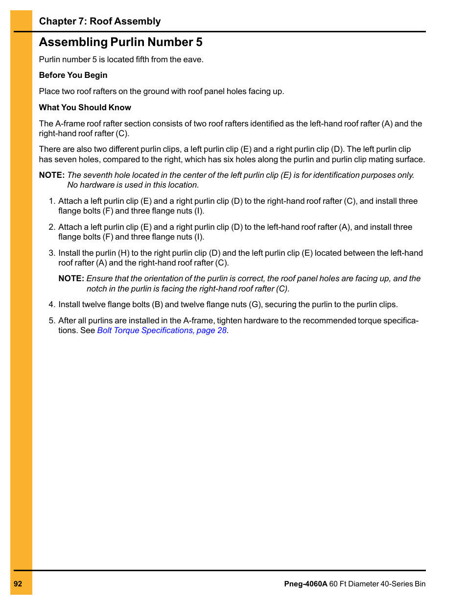Assembling purlin number 5 | Grain Systems Tanks PNEG-4060A User Manual | Page 92 / 168