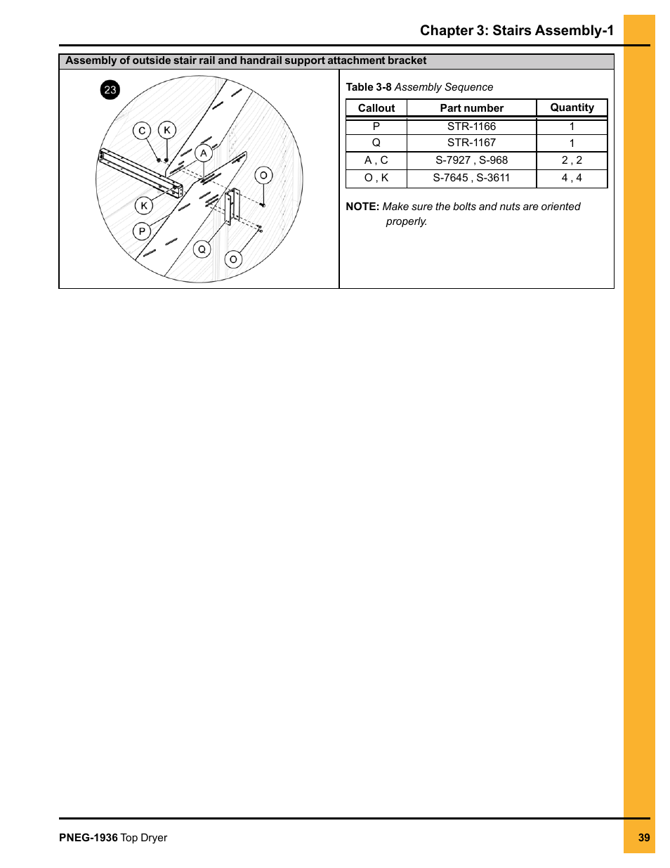 Chapter 3: stairs assembly-1 | Grain Systems PNEG-1936 User Manual | Page 39 / 92