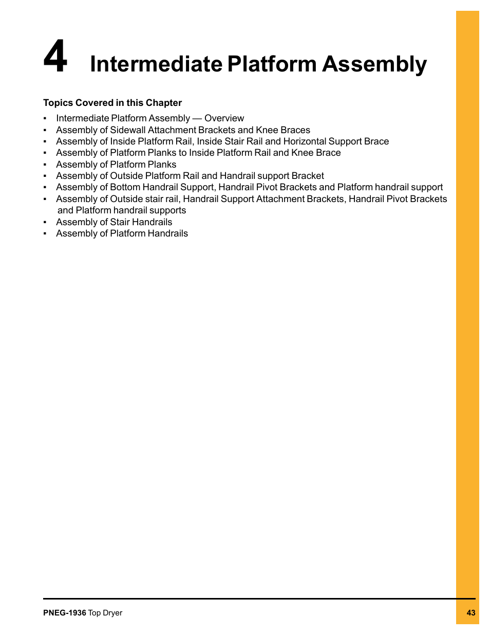 Chapter 4 intermediate platform assembly, Chapter 4, Intermediate platform assembly | Grain Systems PNEG-1936 User Manual | Page 43 / 92