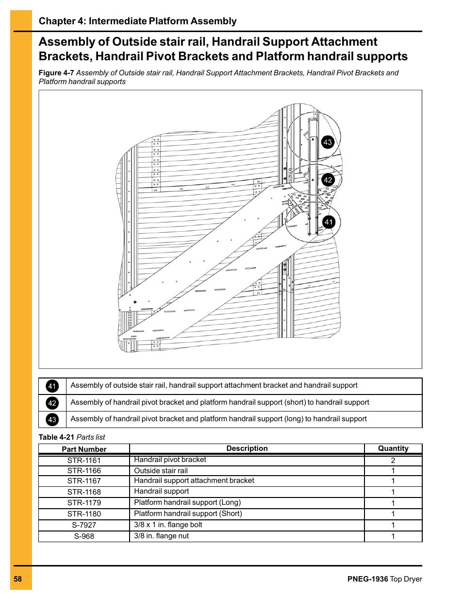 Platform handrail supports, And platform handrail supports, Chapter 4: intermediate platform assembly | Grain Systems PNEG-1936 User Manual | Page 58 / 92