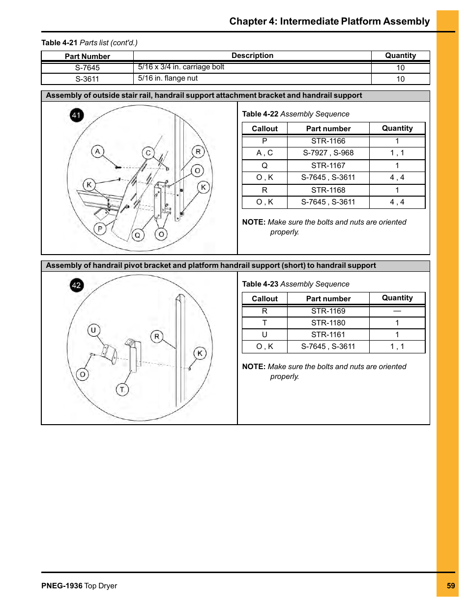Chapter 4: intermediate platform assembly | Grain Systems PNEG-1936 User Manual | Page 59 / 92