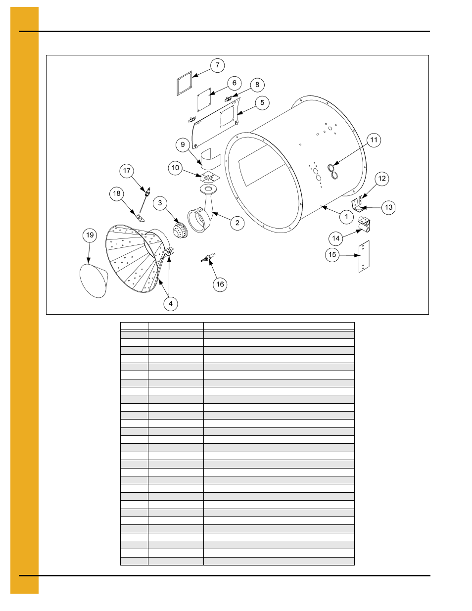 28" gas heater, Parts list | Grain Systems PNEG-581 User Manual | Page 30 / 38