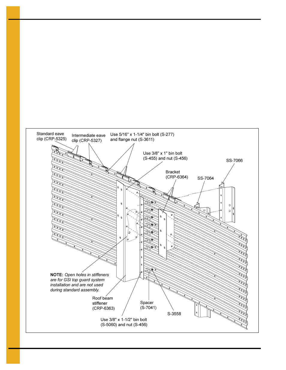 2.66" commercial tank roof instructions, Chapter 9 2.66" commercial tank roof instructions, Roof beam stiffener sidewall attachment | Roof beam stiffener and bracket attachment, Eave clip attachment | Grain Systems Tanks PNEG-2135 User Manual | Page 50 / 92