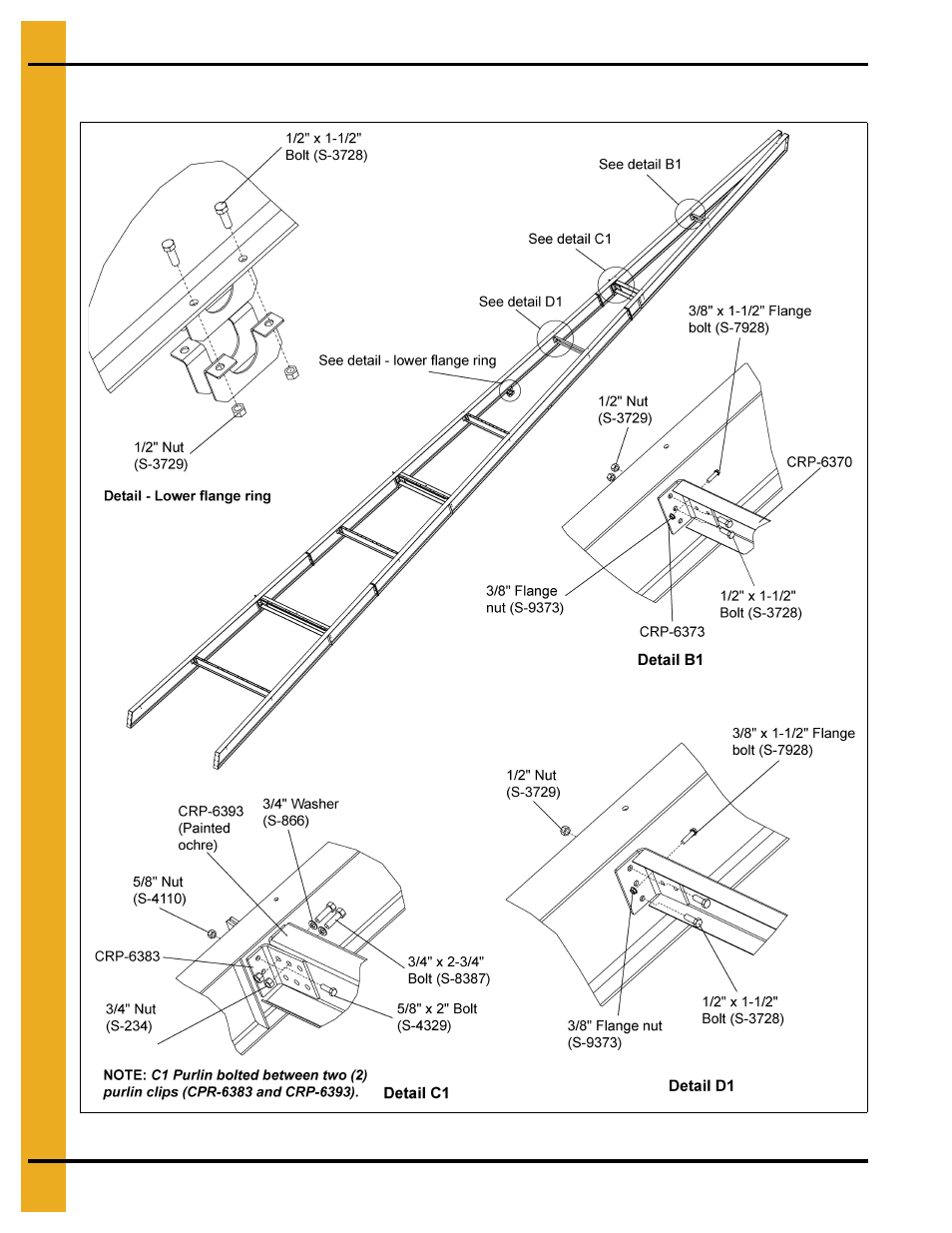 Er to, Purlin attachment to roof beams (continued) | Grain Systems Tanks PNEG-2135 User Manual | Page 56 / 92