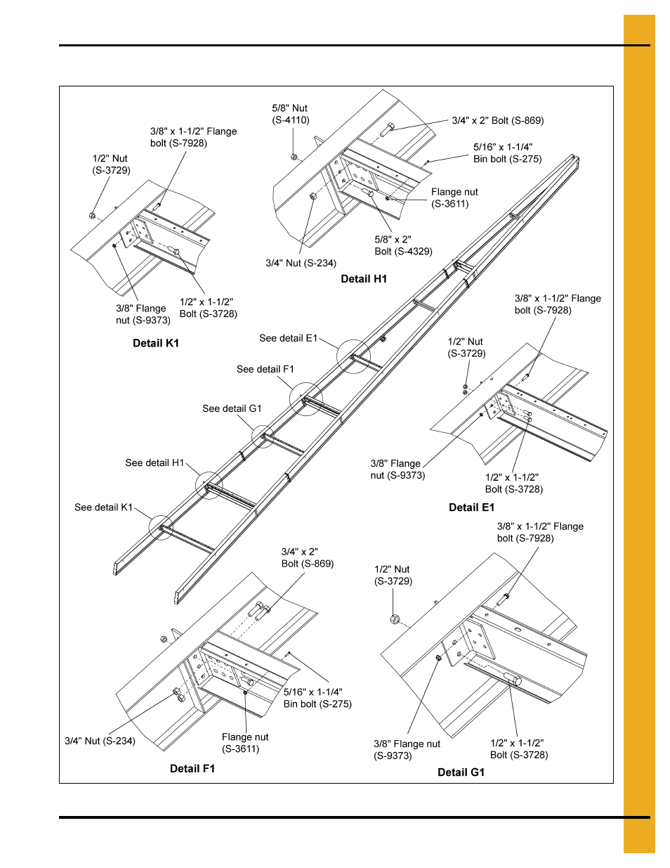 Detail b1-k1.), Purlin attachment to roof beams (continued) | Grain Systems Tanks PNEG-2135 User Manual | Page 57 / 92