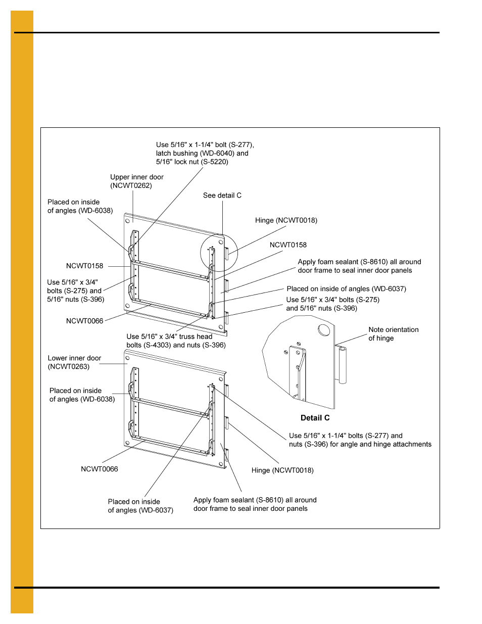 Inner door assembly (continued) | Grain Systems Tanks PNEG-2135 User Manual | Page 84 / 92