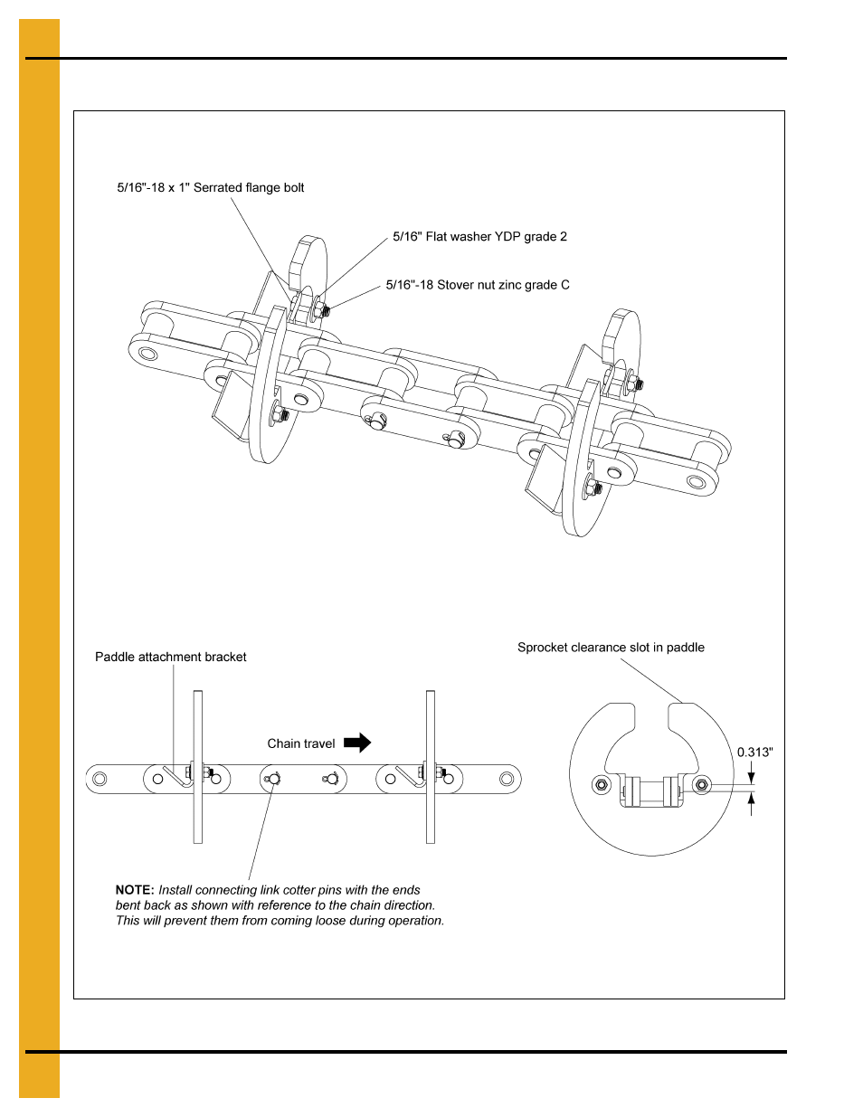 Rrectly, As shown in, Liced as shown in | Chain and paddles (continued) | Grain Systems Bucket Elevtors, Conveyors, Series II Sweeps PNEG-1128 User Manual | Page 30 / 110