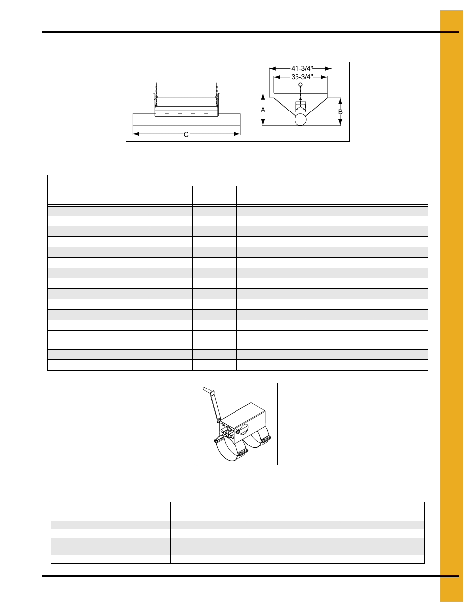 Component dimensions, Inlet hopper part numbers and dimensions, Rack and pinion controls | Grain Systems Bucket Elevtors, Conveyors, Series II Sweeps PNEG-1128 User Manual | Page 41 / 110