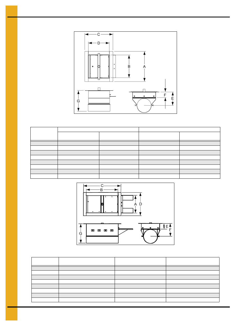 Component dimensions, Center wells, Large center wells | Grain Systems Bucket Elevtors, Conveyors, Series II Sweeps PNEG-1128 User Manual | Page 42 / 110