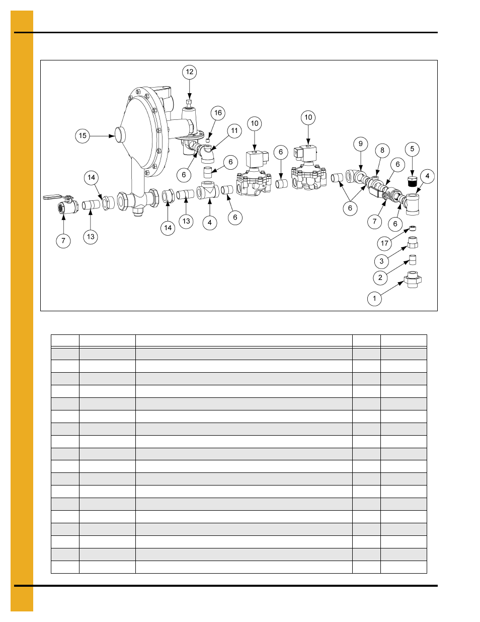 Downwind centrifugal ng pipe train components, Parts list | Grain Systems PNEG-1776 User Manual | Page 40 / 50