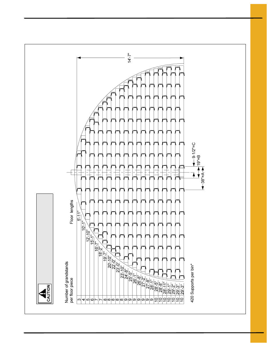 30' cor-lok/cut-lok and 20 gauge grandstand layout, 30' grandstand layouts, 33' maximum wall height | Grain Systems Bin Flooring PNEG-218 User Manual | Page 21 / 34