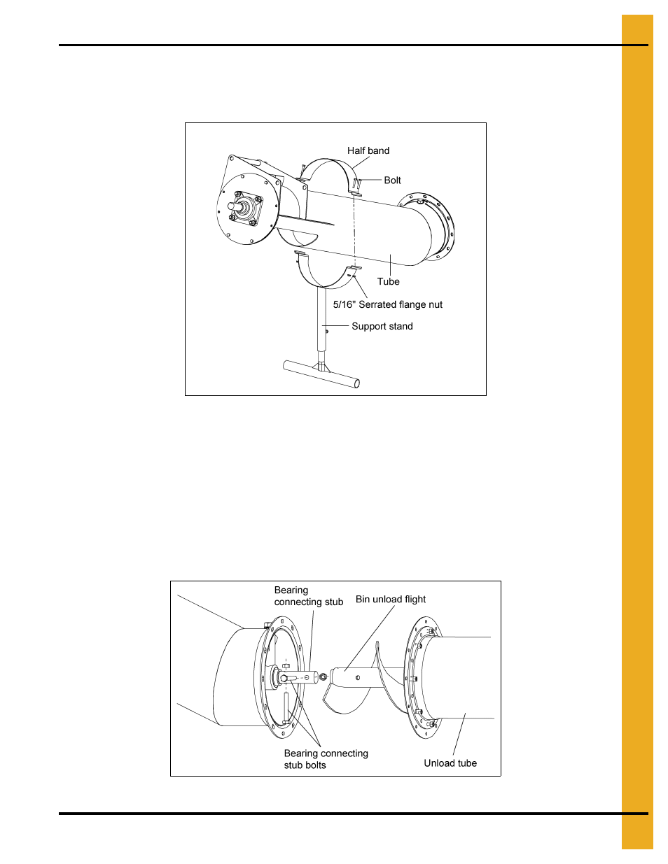 Attaching support stand to tube attaching flights, Attaching support stand to tube, Attaching flights | Grain Systems Unload Augers PNEG-1430 User Manual | Page 13 / 40