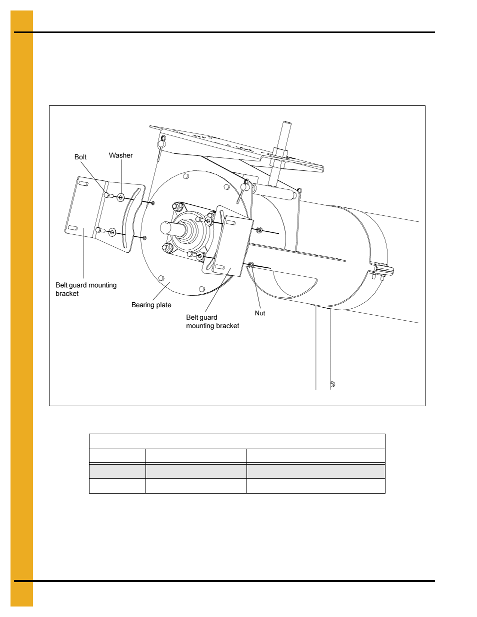 Installing the belt guard brackets, Assembly | Grain Systems Unload Augers PNEG-1430 User Manual | Page 16 / 40