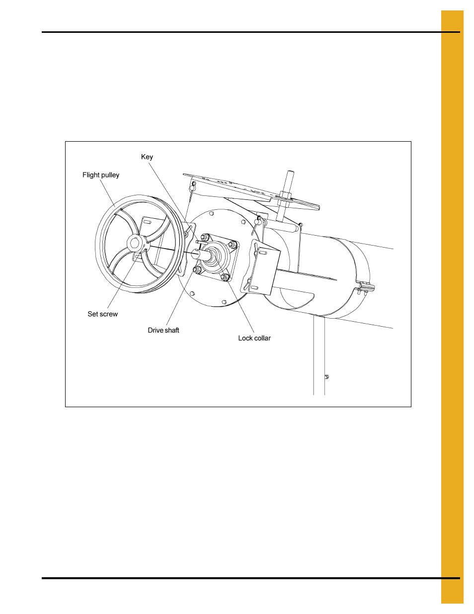 Installing the pulley tightening the lock collar, Installing the pulley, Tightening the lock collar | Grain Systems Unload Augers PNEG-1430 User Manual | Page 17 / 40