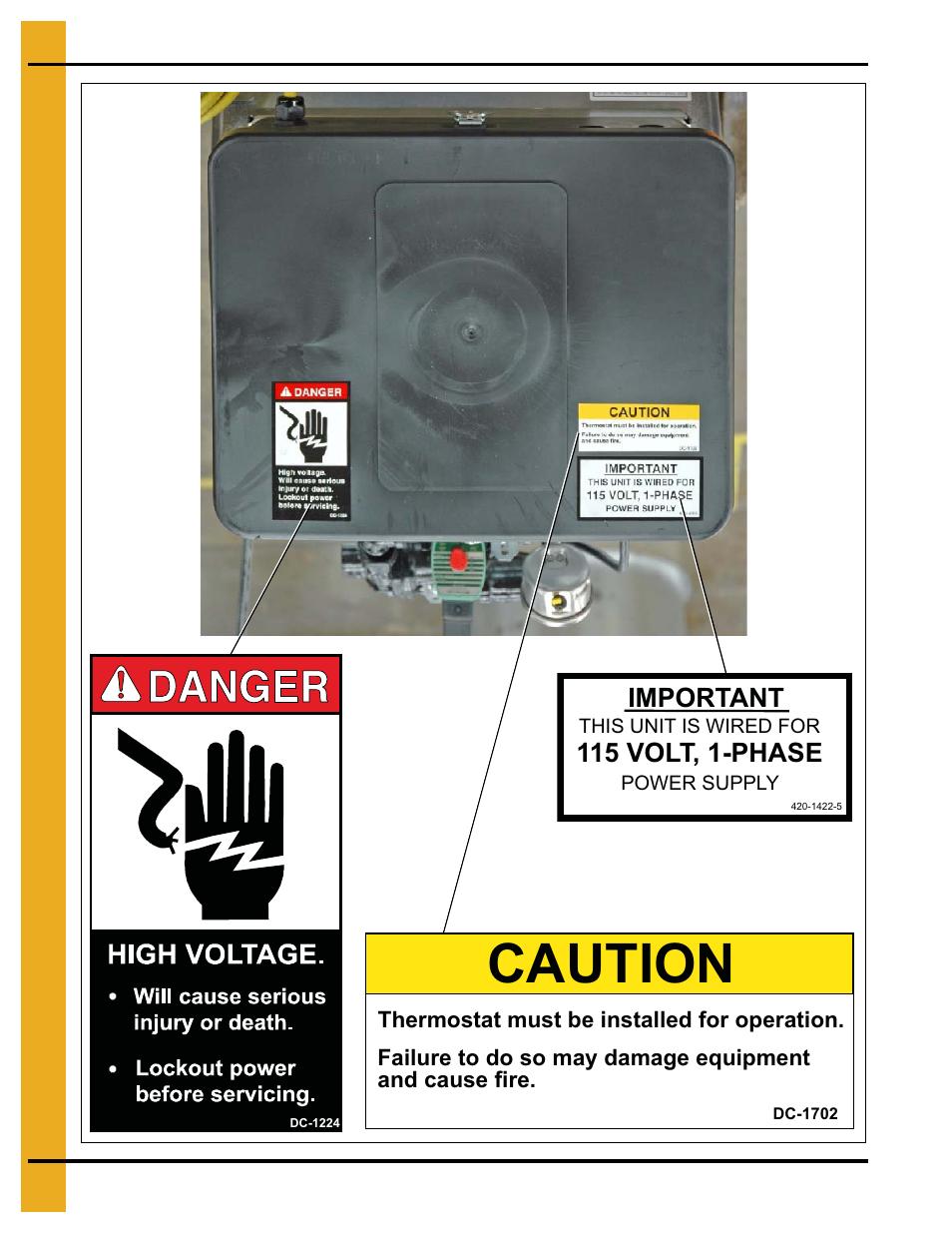 Caution, Important, 115 volt, 1-phase | Grain Systems PNEG-297 User Manual | Page 8 / 32
