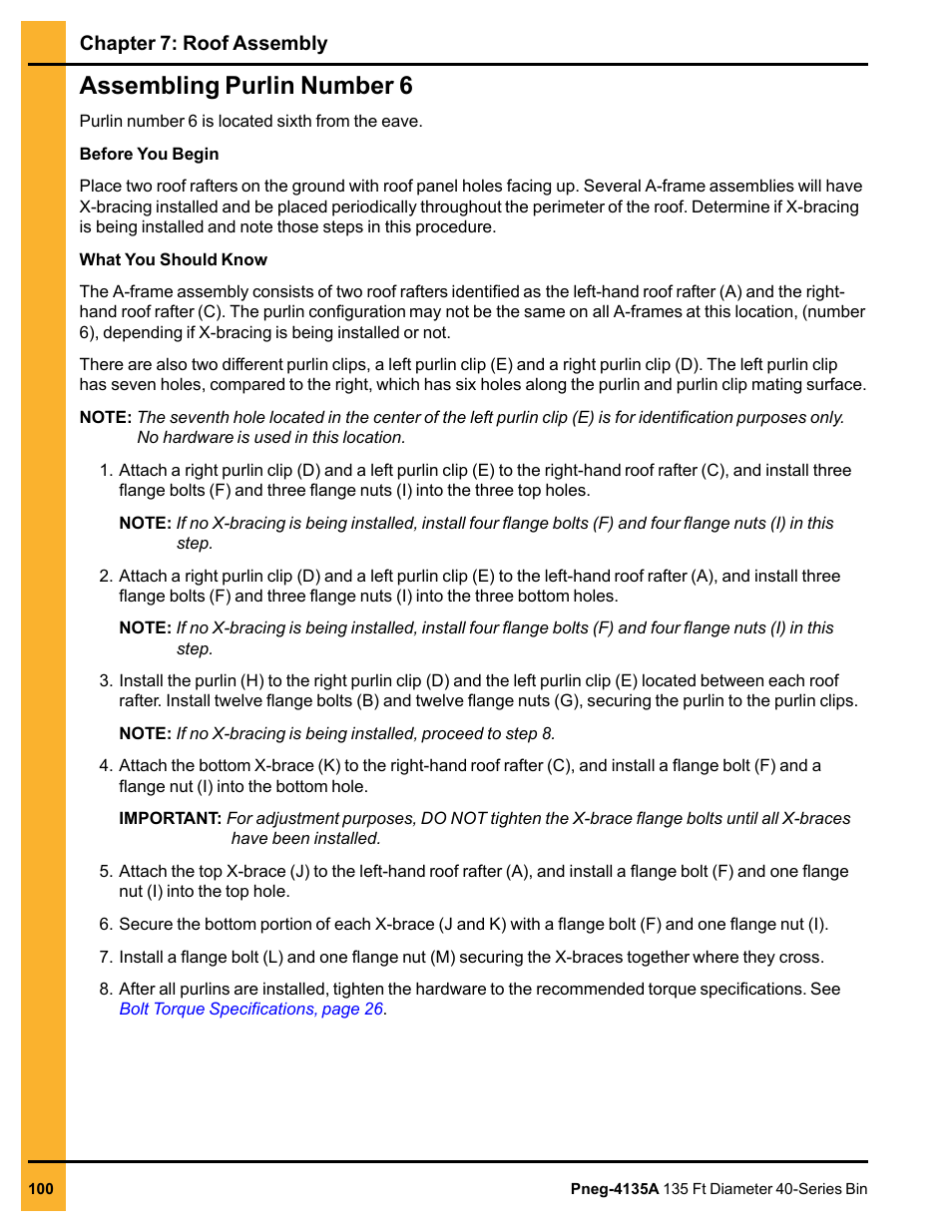 Assembling purlin number 6 | Grain Systems Tanks PNEG-4135A User Manual | Page 100 / 190