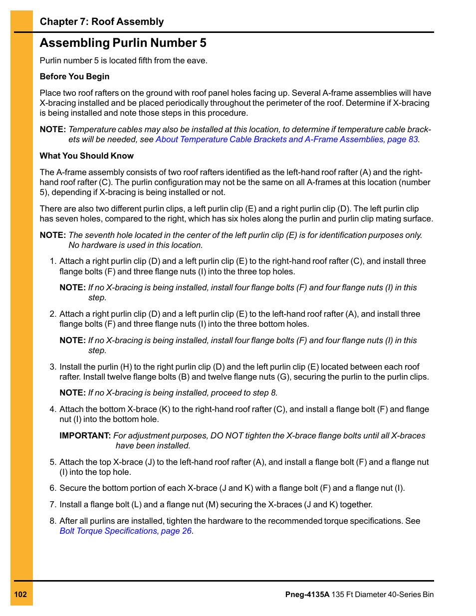 Assembling purlin number 5 | Grain Systems Tanks PNEG-4135A User Manual | Page 102 / 190