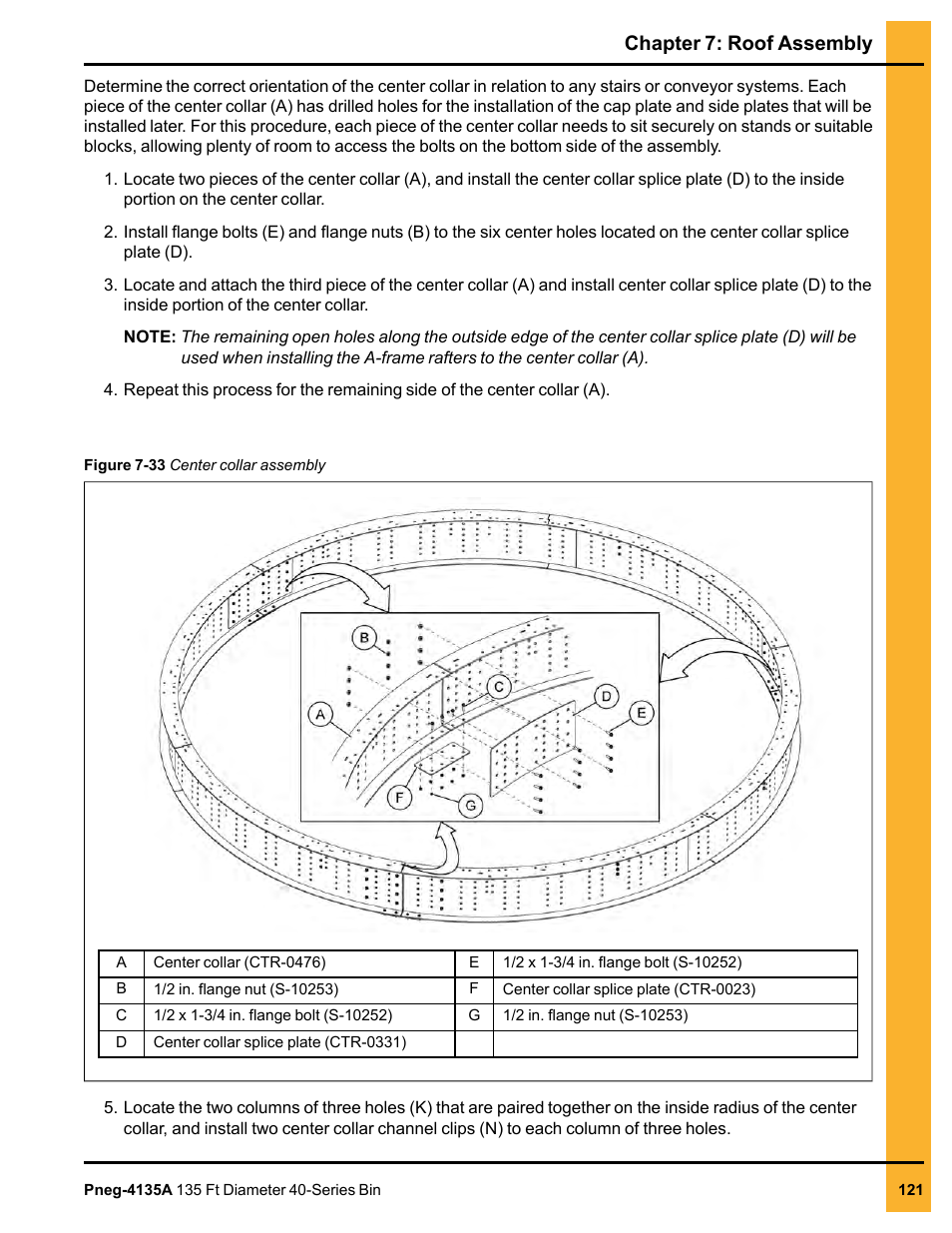 Chapter 7: roof assembly | Grain Systems Tanks PNEG-4135A User Manual | Page 121 / 190