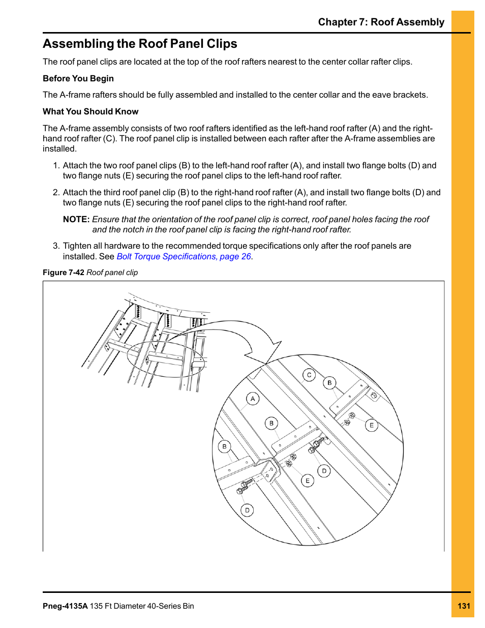 Assembling the roof panel clips | Grain Systems Tanks PNEG-4135A User Manual | Page 131 / 190