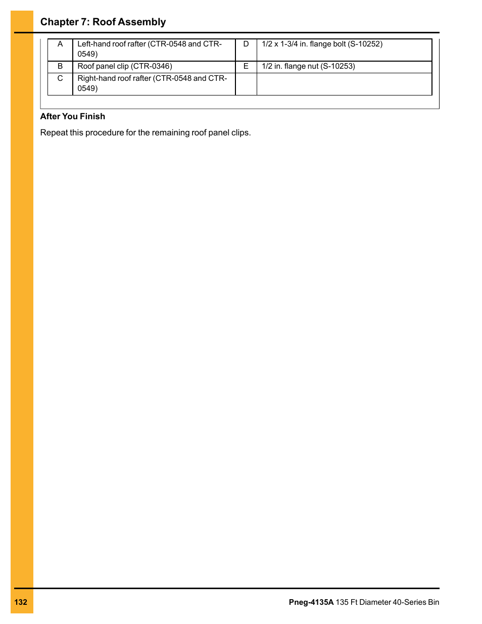 Chapter 7: roof assembly | Grain Systems Tanks PNEG-4135A User Manual | Page 132 / 190