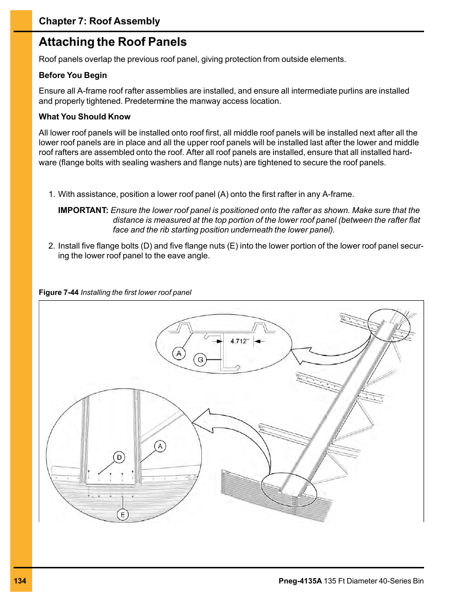 Attaching the roof panels | Grain Systems Tanks PNEG-4135A User Manual | Page 134 / 190