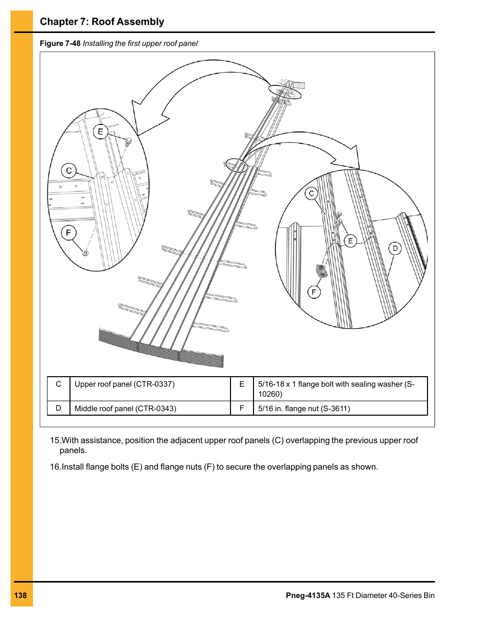 Chapter 7: roof assembly | Grain Systems Tanks PNEG-4135A User Manual | Page 138 / 190