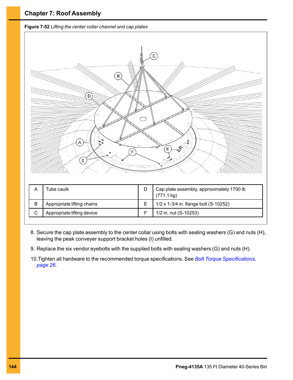 Chapter 7: roof assembly | Grain Systems Tanks PNEG-4135A User Manual | Page 144 / 190